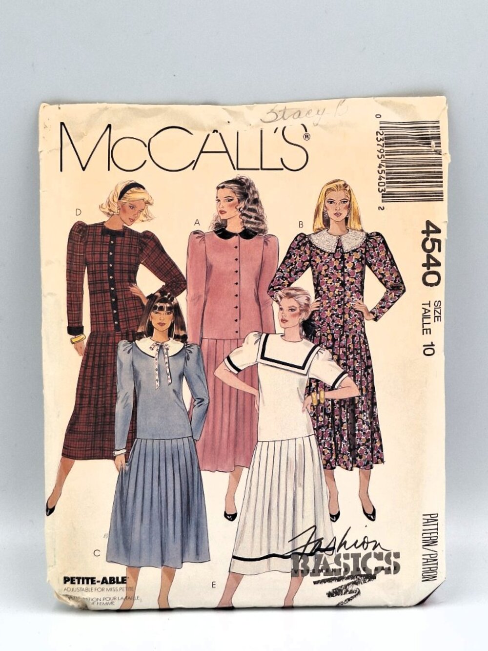McCall's Fashion Basics Dress size 10 4540